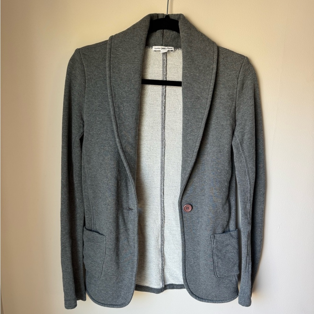 James Perse Grey Cotton Blazer Size 2